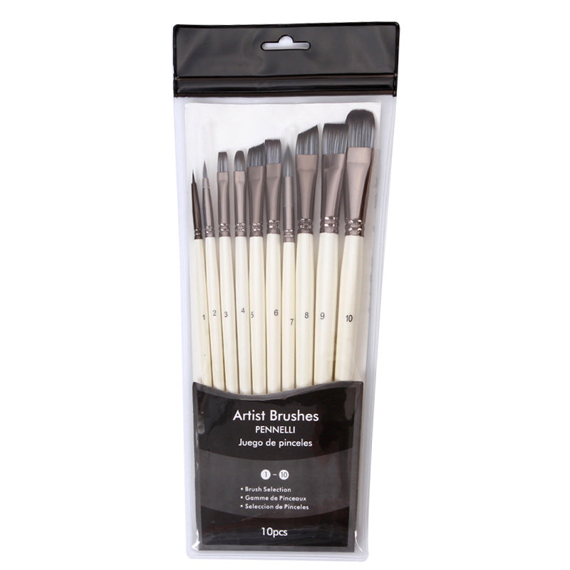 10 Pearl White Watercolor Brushes, Nylon Brushes
